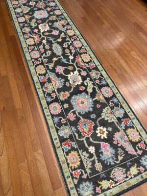 Popley Rug - India - 3 X 12 - Black