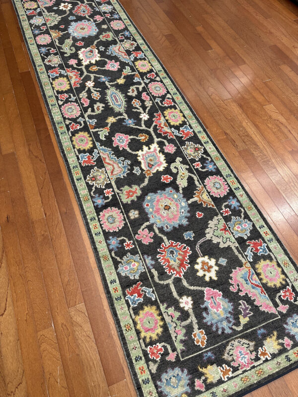 Popley Rug - India - 3 X 12 - Black